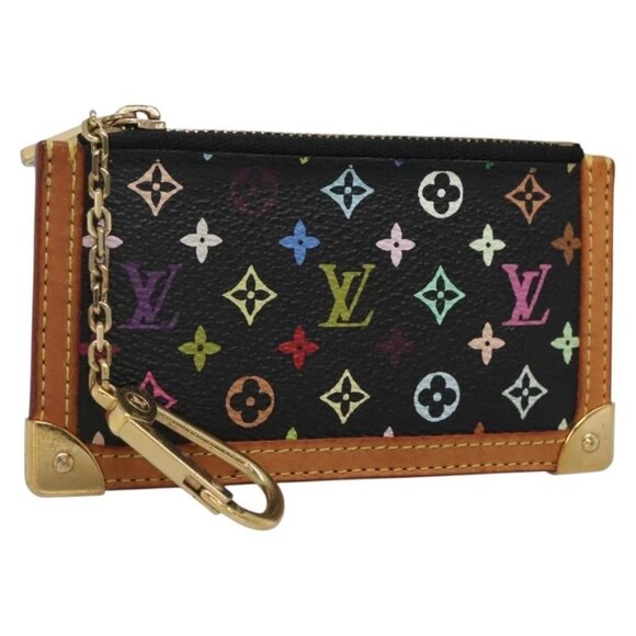 LOUIS VUITTON Multicolor Pochette Cles Coin Purse Black M13664 LV Auth 136877 - Picture 1 of 16